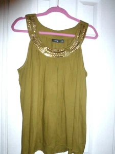DARLING APT 9 WOMENS XL OLIVE GREEN BLOUSE - Picture 1 of 4