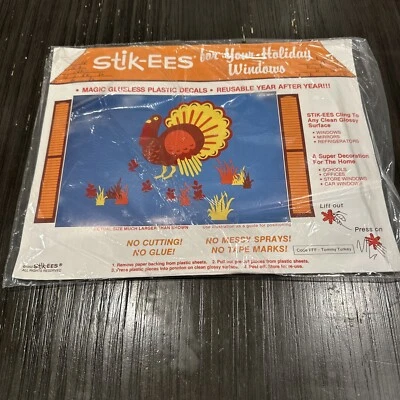 De colección Stik-ees Ventana Adhesionada TOMMY TURKEY Difícil de Encontrar Acción de Gracias NUEVO Foto 1 de 2