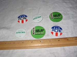 Lot of 6 Vintage AFSCME Pinback Buttons - Picture 1 of 1
