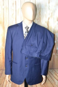 Bespoke & Co Men Wool Navy Blue Surgeon Cuff 2 Button Suit Sz 42R W 34x29 - Picture 1 of 20