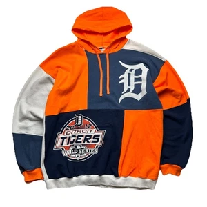 Custom Reworked Detroit Tigers Patchwork Hoodie MLB Baseball Sz L - Picture 1 of 5