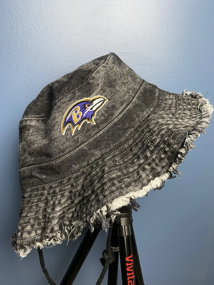 Baltimore вороны ведро шляпа новый один размер черный джинсовой ткани искусственно состаренный - Изображение 1 из 1