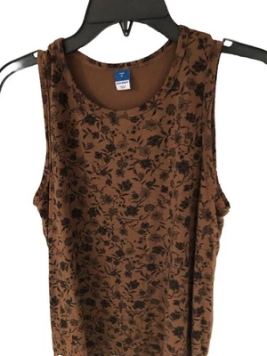 Camiseta sin mangas Old Navy M marrón estampado cuello redondo capas rayón busto línea A nueva sin etiquetas: 38” Foto 1 de 4