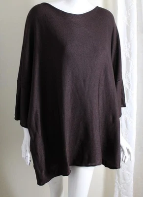 Suéter Túnica Top Eskandar O/S Espresso Marrón Profundo 32" Largo Pesado 100% Seda Foto 1 de 4