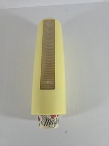 Vintage Dixie Cup Dispenser Yellow w/ Floral Wax Cups Marjoram Mustard 60s 70s - Picture 1 of 7