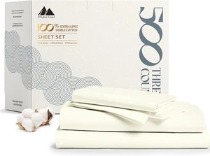 Juego de sábanas Mayfair Linen 500TC 100 % algodón extra largo grapa 4 piezas. Marfil. NUEVO - Imagen 1 de 8