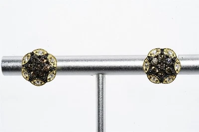 Aretes con racimo de flores de diamantes y coñac natural de 0,50 quilates de 14 quilates de $3,000 Foto 1 de 4