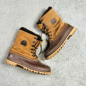 Sorel Herren Hergestellt in den USA Braun Wildleder Leder Schnürung Gummisohle Schneestiefel Schwer  - Bild 1 von 5
