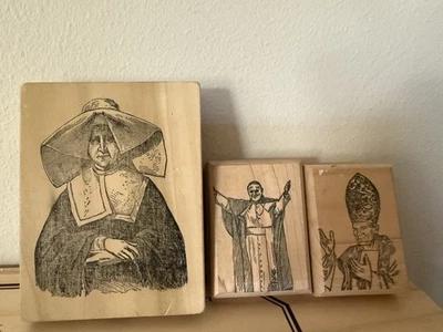 Деревянный резиновый штамп, Папа Римский, религиозный, крест, церковь, религия, человек, Бог, Иисус - Изображение 1 из 4