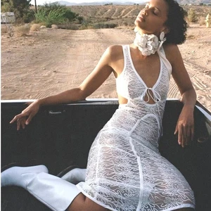 For Love and Lemons Rosanna Bohemian White Lace Cutout Maxi Size Medium NEW - Picture 1 of 14