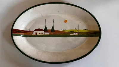 Hand Painted  Pottery Oval Plate Portugal, terracotta - Image 1 of 4