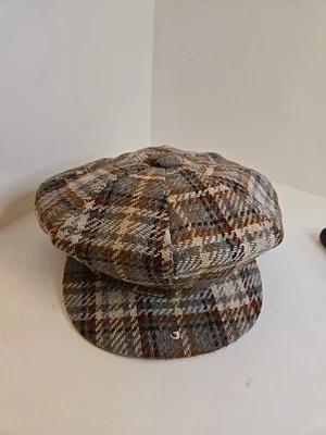 Gorra de noticiero de lana vintage a cuadros 8 paneles sombrero panadero hecho en Unión EE. UU. pequeña mediana Foto 1 de 4