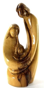"Estatuilla Belén Sagrada Familia Madera Olivo 8"" Belén Tierra Santa Tallada a Mano" - Imagen 1 de 5