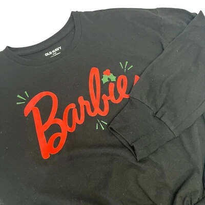 Suéter de Navidad con cuello redondo de Barbie azul marino antiguo manga larga talla M (8) negro Foto 1 de 4