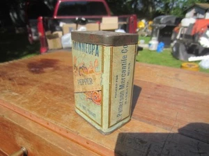 EARLY 3 OZ PEPPER SPICE TIN MINNEOPA MANKATO MINNESOTA L  PATTERSON MERCANTILE - Picture 1 of 5