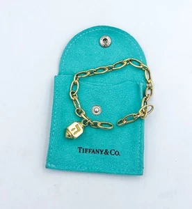 Rare Tiffany & Co. 750 Gold Clasping Oval Link Charm Bracelet w/ Dreidel Charm - Picture 1 of 5