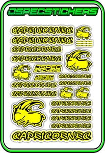 CAPRICORN RC STICKER A5 LAB 1/8 F1 1/10 TESLA ELECTRIC NITRO CAR HARD YELLOW B - Picture 1 of 9
