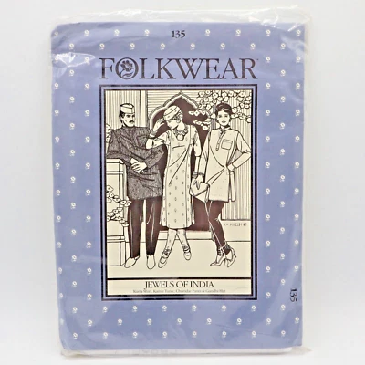 Folkwear 135 Jewels of India Kurta Kamiz Tunic Pants Gandhi Hat Pattern Uncut - Image 1 of 4