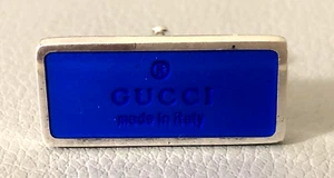 Authentic Gucci Blue Enamel Logo Cufflinks - Picture 1 of 4