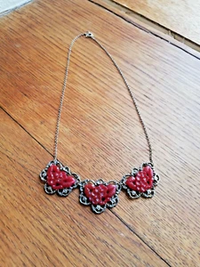 Hollywood Silver Metal & Cast Phenolic Faux Cameo Bohemian Style Necklace.  - Picture 1 of 8