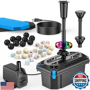 Antfraer Kit Filtri per Laghetto RGB con Kit Pompa Fontana, Scatola Filtro Stagno 660GPH - Foto 1 di 5
