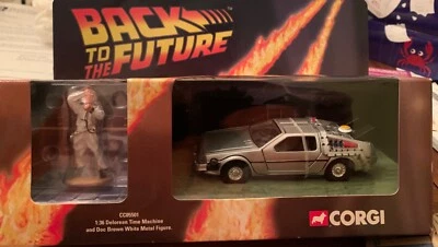 1:36 Corgi CC05501 Back To The Future DeLorean DMC 12 with Doc Brown MIB  - Image 1 of 4