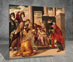 El Greco Adoration of Magi RELIGION  FRAMED CANVAS PAINTING ART PRINT WALL 263 - Picture 1 of 10