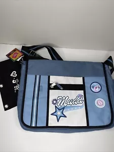 VINTAGE MUDD CROSSBODY MESSENGER BAG - Blue & Black - Pencil Pouch- NEW Y2K - Picture 1 of 10