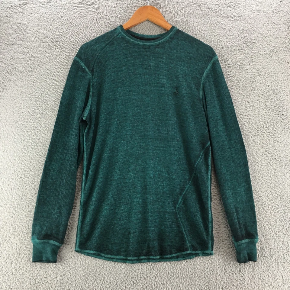 Volcom Long Sleeve Tee Sweater Top Mens Small Blue Green Cotton Blend Crew - Image 1 of 4
