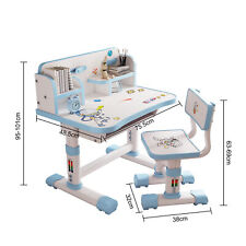 Children Study Table Chair Set with Large Writing Board, Bookshelf CA