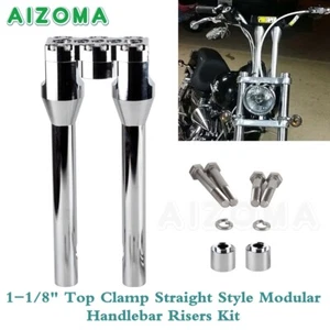 Motorcycle CNC Handlebar Risers Clamp 12'' Rise Fits For Harley Softail Touring - Picture 1 of 12