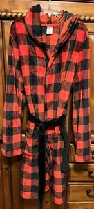 🔥 Cat & Jack Super Soft Checkerboard Red & Black Hooded Kids Robe SZ-XL-NEW - Picture 1 of 5