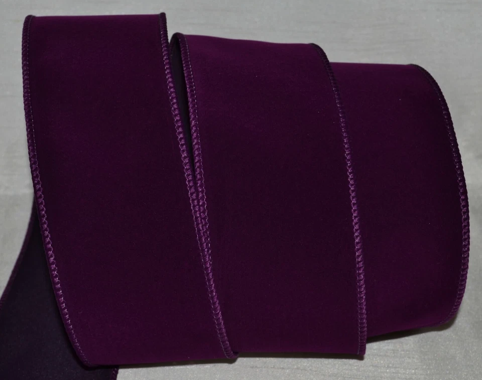 Wired Ribbon~Purple Wine Mulberry Velvet~2.5"~Wavy~Christmas~Holiday~Wreath~Bow - Image 1 of 1