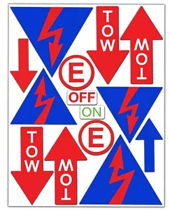 Set 14 Stickers Vinyl Auto Safety Race Tow Arrow Extinguisher E On Off Sign D 27 - Foto 1 di 2
