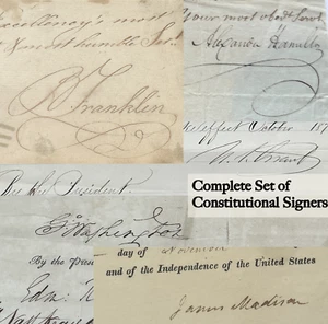 COMPLETE CONSTITUTIONAL SIGNERS WASHINGTON GRANT MADISON BEN FRANKLIN SIGNATURE - Picture 1 of 24