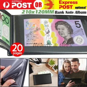 Banknote Album 20 Page Notes Paper Money Collection Book Holder Protector PU - Picture 1 of 5