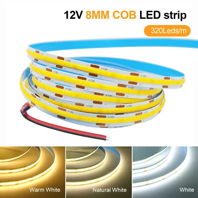 Tira de luces LED DC 12V 24V COB CC cinta flexible luces hogar hágalo usted mismo iluminación blanco frío Foto 1 de 4
