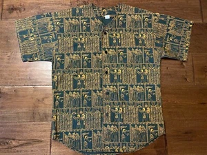 VTG Ancient Egyptian Hieroglyphics Egypt S/S Button Made in USA Shirt - One Size - Picture 1 of 4