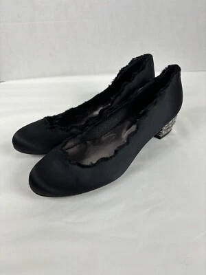 FS/NY FSNY by Night Telegram Tacones Satinados Zapatos de Vestir 7.5 Negro Plata Escultural Foto 1 de 4