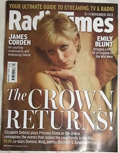 RADIO TIMES THE CROWN RETURNS James CORDEN Emily BLUNT November 2022 TV Magazine - Picture 1 of 2