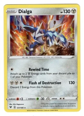 Pokemon TCG Dialga Sword & Shield Vivid Voltage 121/185 Holo Rare Card NM - Image 1 of 2