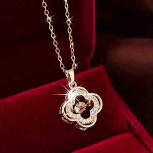 Golden Fashion Shiny Rhinestone Pendant Necklace Jewelry Women Holiday Gift New - Picture 1 of 4