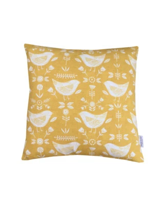 Scandinavian Nordic "Narvik Birds" Ochre orange teal dove Grey Cushion Covers - Image 1 of 4