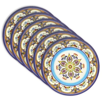 10 Inch Zanzibar Dinnerware Melamine Plates, Spanish Floral Design - 6 Pcs/Set - Image 1 of 4