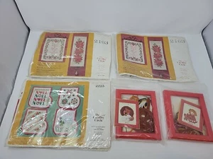 Lot of 5 NEW Vintage Cross Stitch/Embroidery Kits Christmas Stockings/Poinsettia - Picture 1 of 8