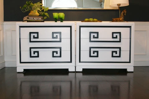 Vtg Hollywood Regency/Mid Century Kittinger Greek Key Chest /Dresser James Mont Cover