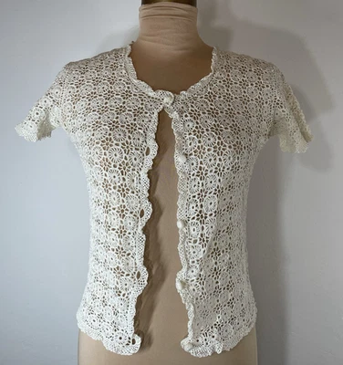 Top de ganchillo de colección hecho a mano 100 % algodón (decoloración Foto 1 de 4