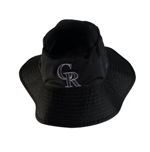 Sombrero de cubo Colorado Rockies '47 negro púrpura logotipo - ala ancha ajustable OSFM - Imagen 1 de 9