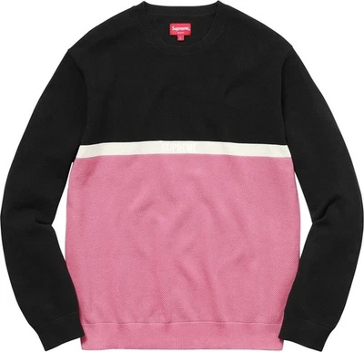2017 Supreme Split Pique Crewneck Sweater Medium - Image 1 of 4