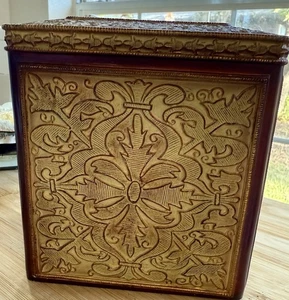 India Ink geprägt Gold & Braun Taschentuch Box Abdeckung 6,5" verziert dekorativer Halter - Bild 1 von 9